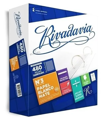 Repuesto N3 de 480 hojas Reforzadas Rivadavia  Rayada