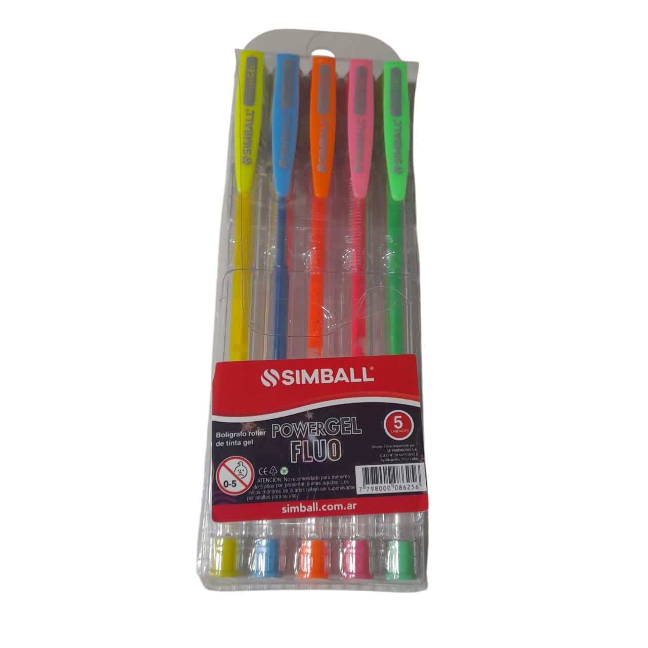 LAPICERAS GEL FLUO X 5 UNIDADES