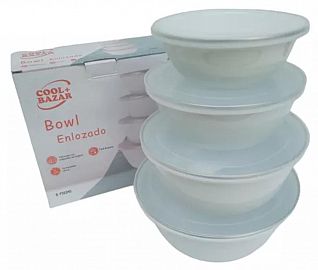 BOWL ANLOZADO CON TAPA-SET X4- MEDIDAS M20/18/16/14CM