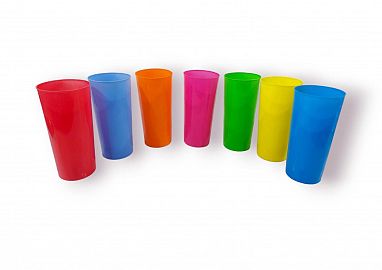 VASO PLASTICO 300CC - VARIOS COLORES - 6X13CM