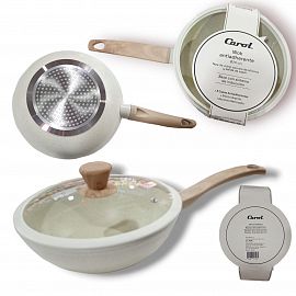 WOK ANTIADHERENTE EFECTO GRANITO CON TAPA CAROL BEIGE N*26