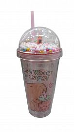 VASO ACRILICO CAPIBARA CON TAPA Y SORBETE