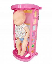 BEBE PLASTICO CON CUNA DESARMABLE