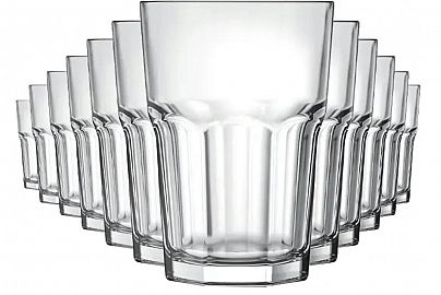 OFERTA X 12 UNIDADES!VASO VIDRIO FACETADO T/MEDIO 410ML NADIR