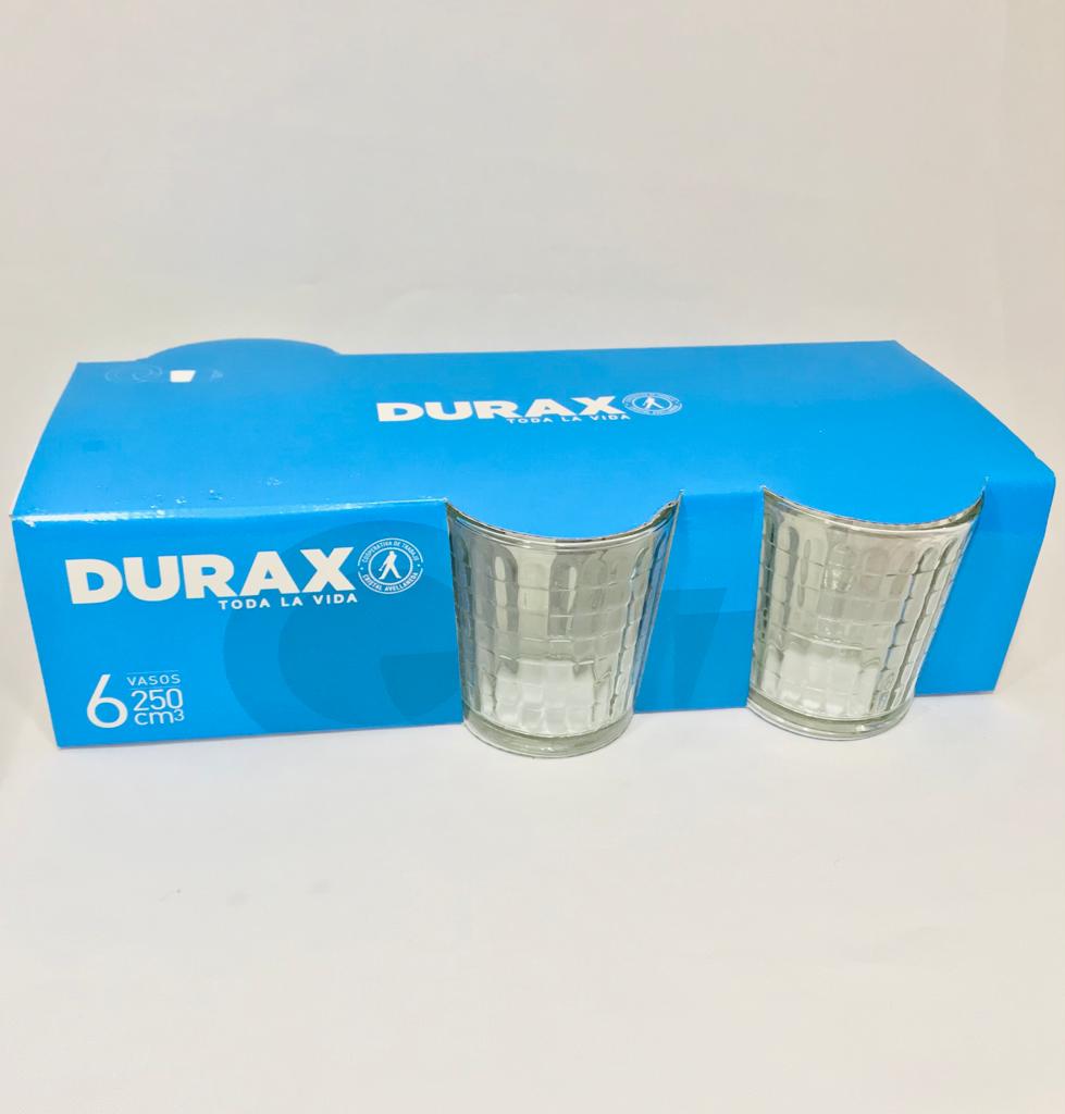 Pack x6 vasos cortos Diamante Durax - vidrio - 250ml