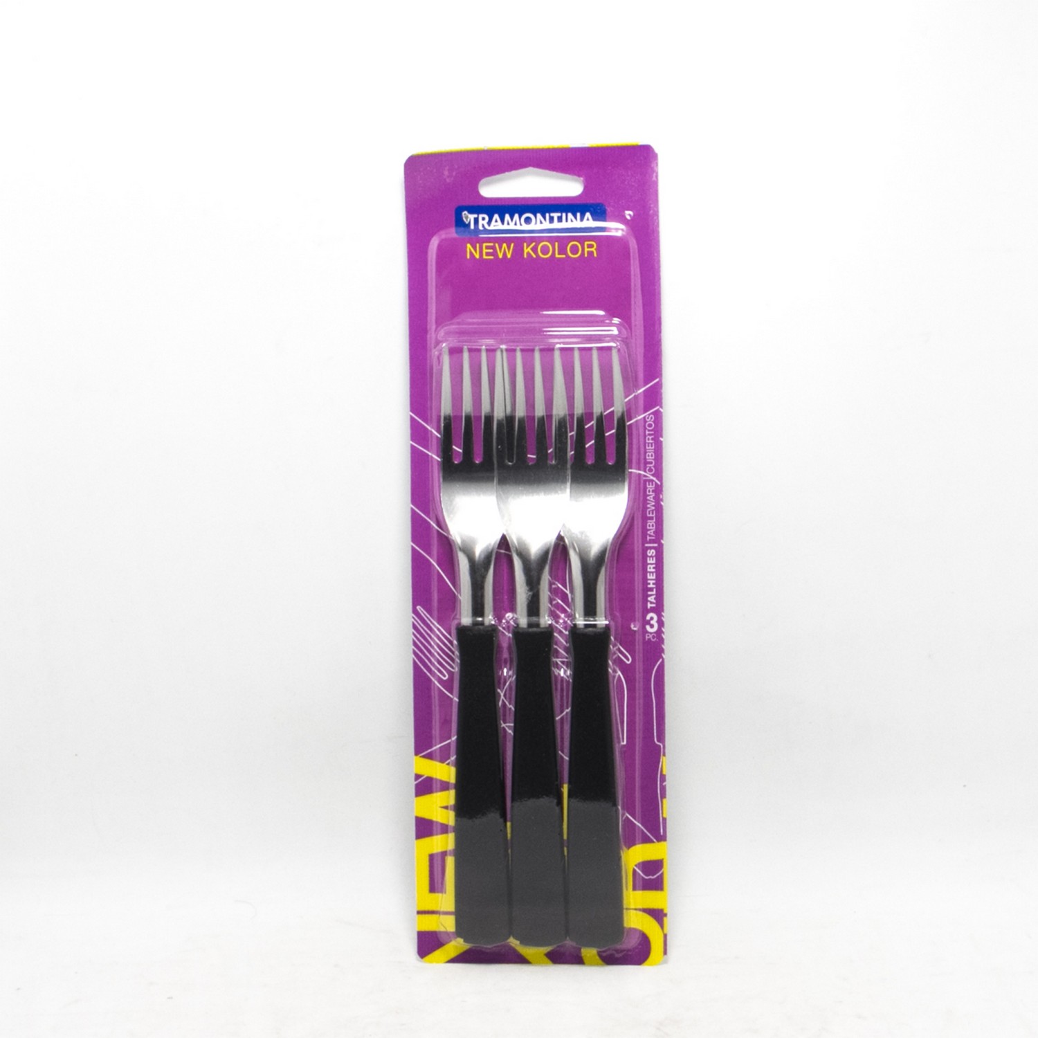 Set x3 tenedores New Kolor Tramontina  acero/plástico  18,5cm