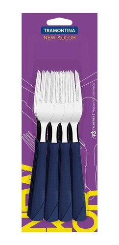 Set x12 tenedores New Kolor Azul Tramontina  acero  18,5cm