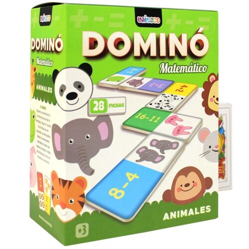 Juego De Mesa Domino Animales Matemático En Caja