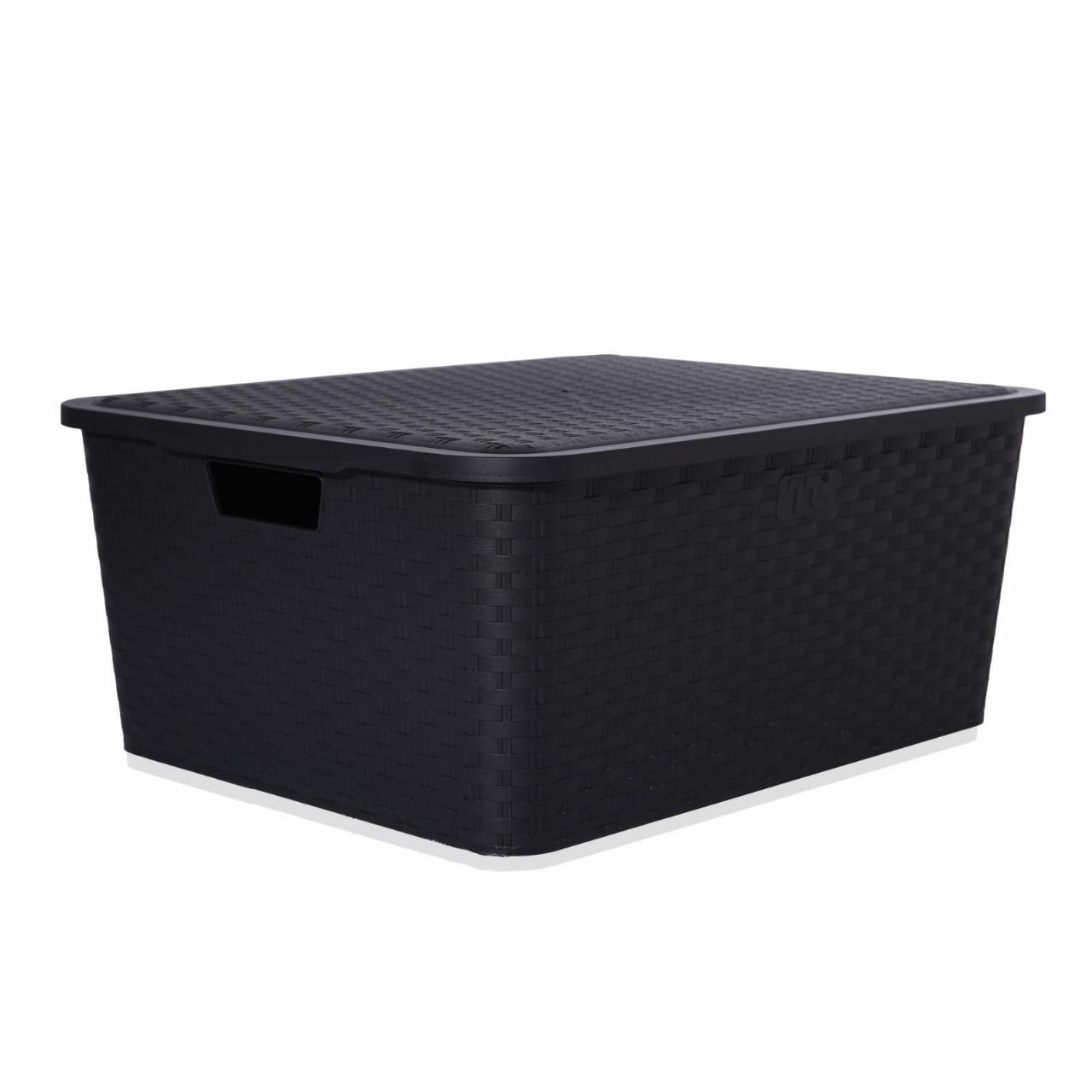 CANASTO TIPO RATTAN GRANDE CON TAPA (47X38X20CM)OFERTA X 6 UNIDADES