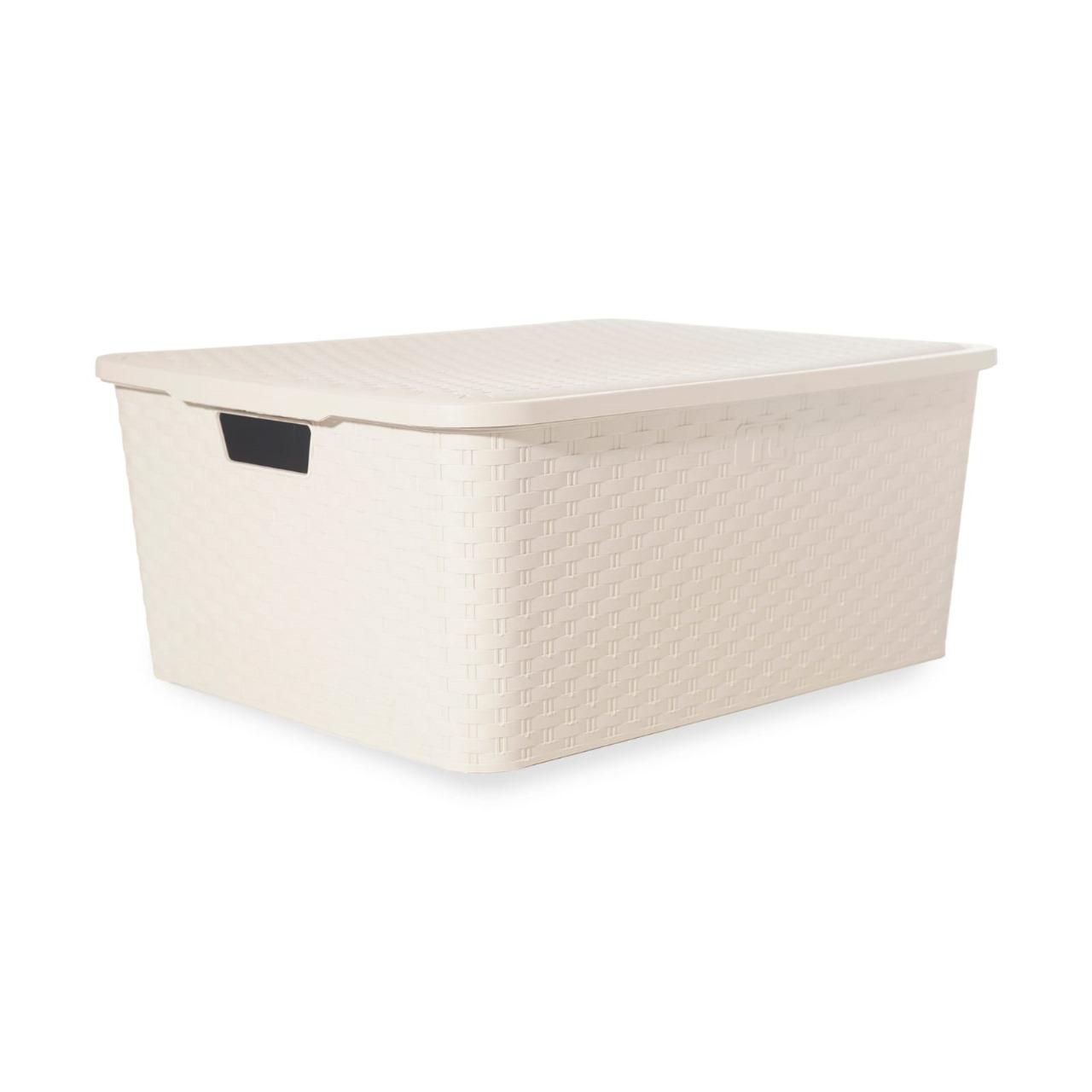 CANASTO CAJA ORGANIZADORA SIMIL RATTAN MEDIANO CON TAPA OFERTA X 6 UNIDADES