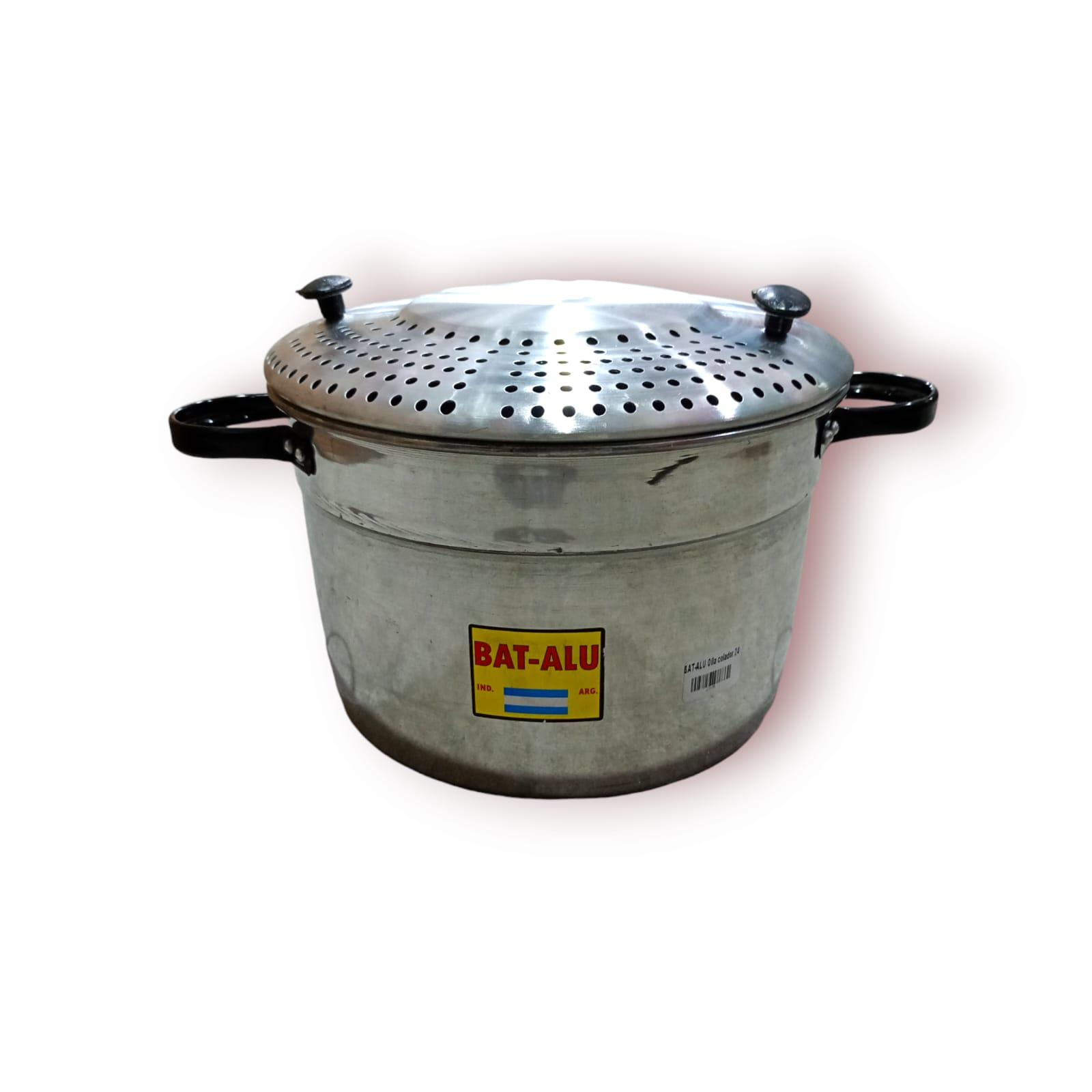 CACEROLA/OLLA DE ALUMINIO CON TAPA COLADOR ALTA N*24