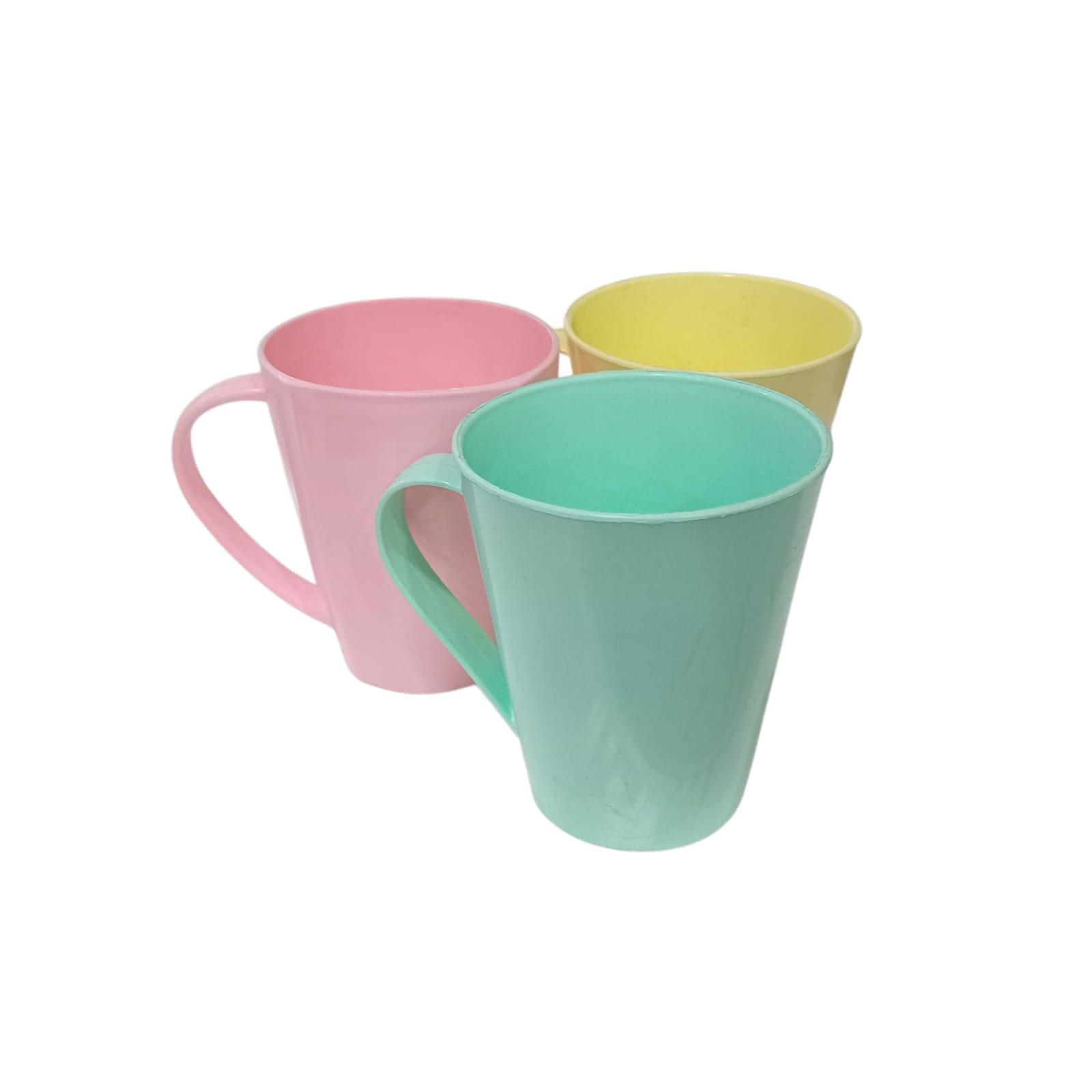 TAZA PLASTICA CON ASA RECTA/CONICA COLOR