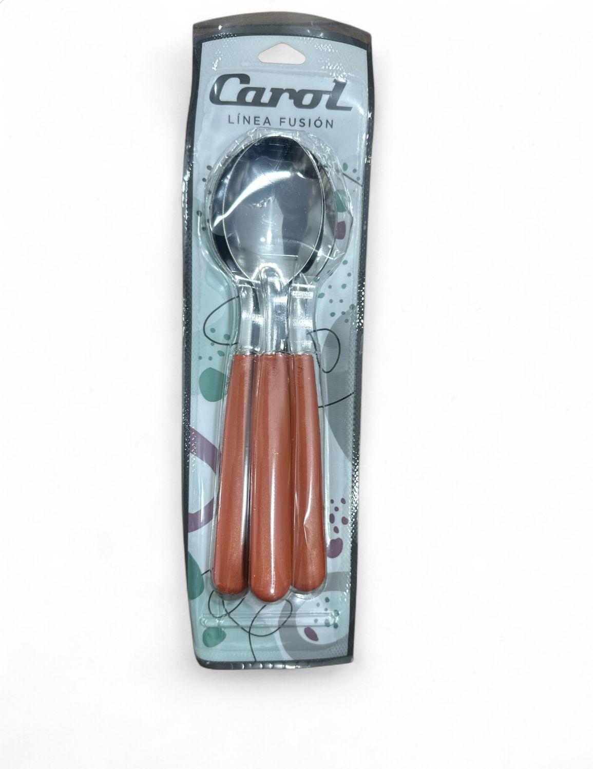 CUCHARA X 3 UNIDADES CAROL NARANJA
