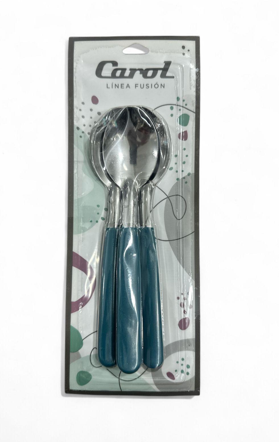 CUCHARA X 3 UNIDADES CAROL AZUL 