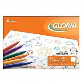 Block de dibujo N5 24 hojas blancas Gloria