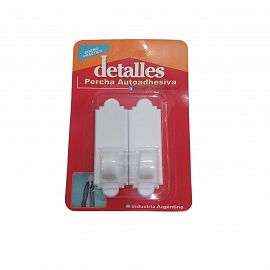 GANCHO ADHESIVO X 2 UNIDADES ALARGADO PLASTICO