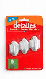 GANCHOS AUTOADHESIVOS PLASTICOS MULTIUSO X 3 UNIDADES